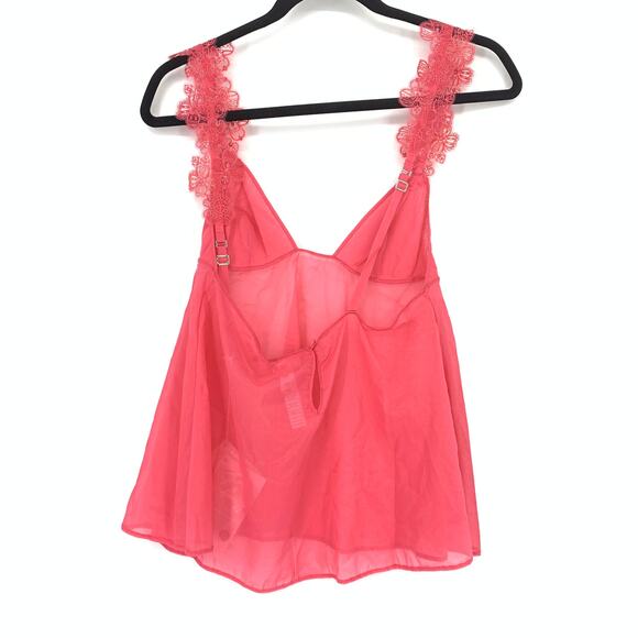 La Perla IT Sz 2 US S English Rose Ruffle Straps Silk Camisole Coral Pink NEW - Picture 4 of 9